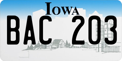 IA license plate BAC203