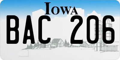 IA license plate BAC206