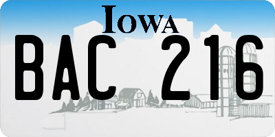 IA license plate BAC216