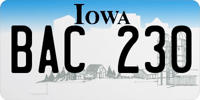 IA license plate BAC230