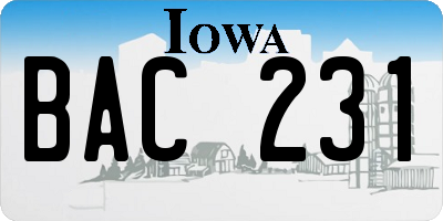 IA license plate BAC231