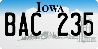 IA license plate BAC235