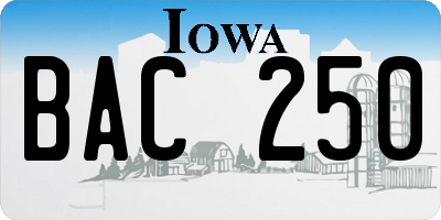 IA license plate BAC250