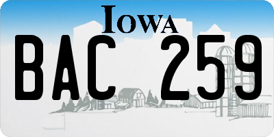 IA license plate BAC259