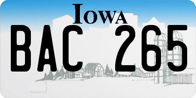 IA license plate BAC265