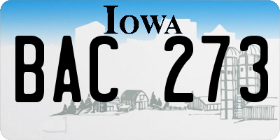 IA license plate BAC273