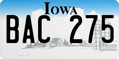IA license plate BAC275
