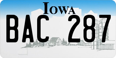 IA license plate BAC287
