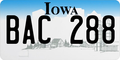 IA license plate BAC288