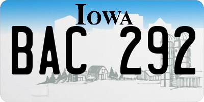 IA license plate BAC292