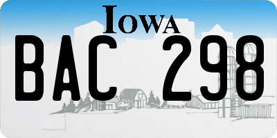 IA license plate BAC298