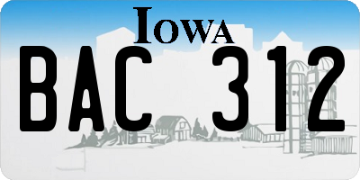 IA license plate BAC312