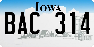 IA license plate BAC314