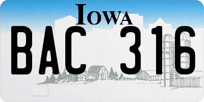 IA license plate BAC316