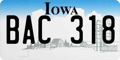 IA license plate BAC318