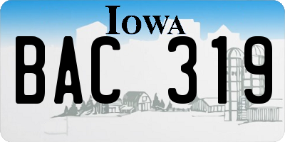 IA license plate BAC319