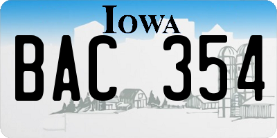 IA license plate BAC354