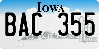 IA license plate BAC355