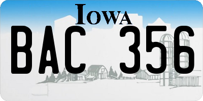 IA license plate BAC356