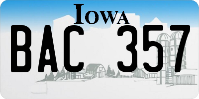 IA license plate BAC357