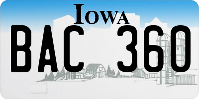 IA license plate BAC360