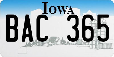IA license plate BAC365