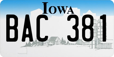 IA license plate BAC381