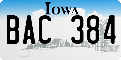IA license plate BAC384