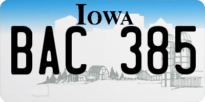 IA license plate BAC385