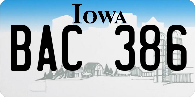 IA license plate BAC386