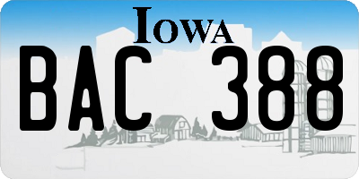 IA license plate BAC388