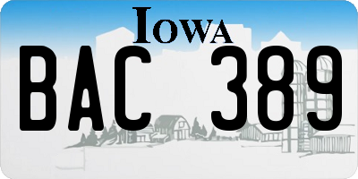 IA license plate BAC389