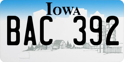 IA license plate BAC392