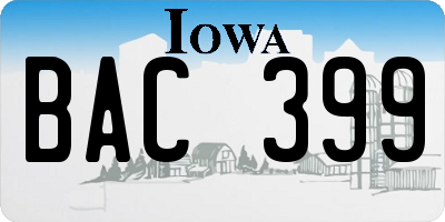 IA license plate BAC399