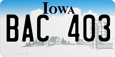 IA license plate BAC403