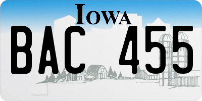 IA license plate BAC455