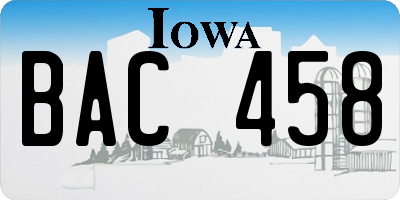 IA license plate BAC458
