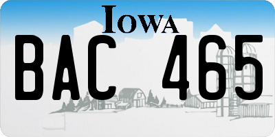 IA license plate BAC465