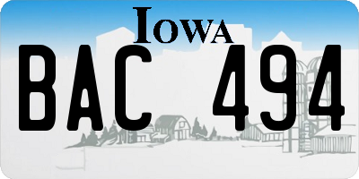 IA license plate BAC494