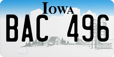 IA license plate BAC496