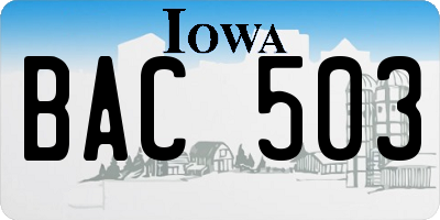 IA license plate BAC503
