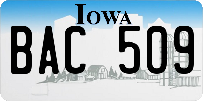 IA license plate BAC509