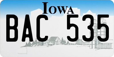 IA license plate BAC535