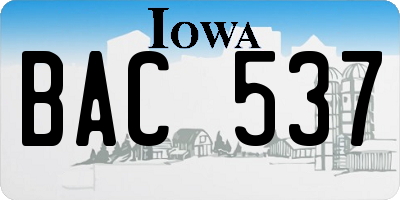 IA license plate BAC537
