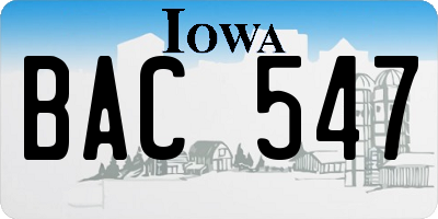 IA license plate BAC547