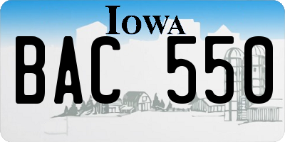 IA license plate BAC550