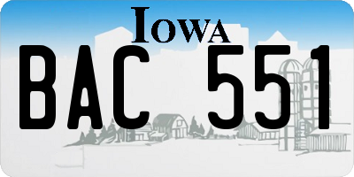 IA license plate BAC551