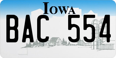 IA license plate BAC554