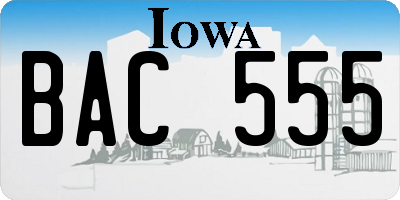 IA license plate BAC555