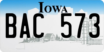 IA license plate BAC573